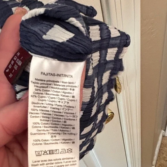 Comptoir Des Cottoniers Blue & White Checked w/ Slip Dress Women’s XS/S - Picture 5 of 7